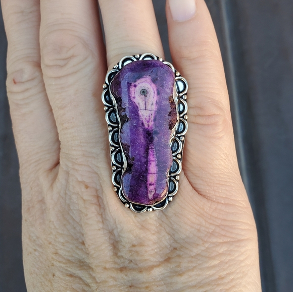 New Unique Purple Solar Quartz 925 Silver Ring. - Picture 10 of 16
